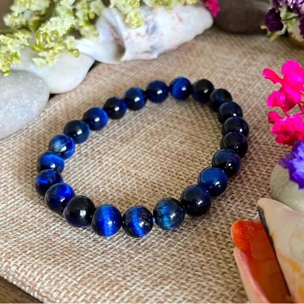 🆕New Blue Tiger’s Eye 8mm Healing Gemstone Bracelet - Picture 3 of 3